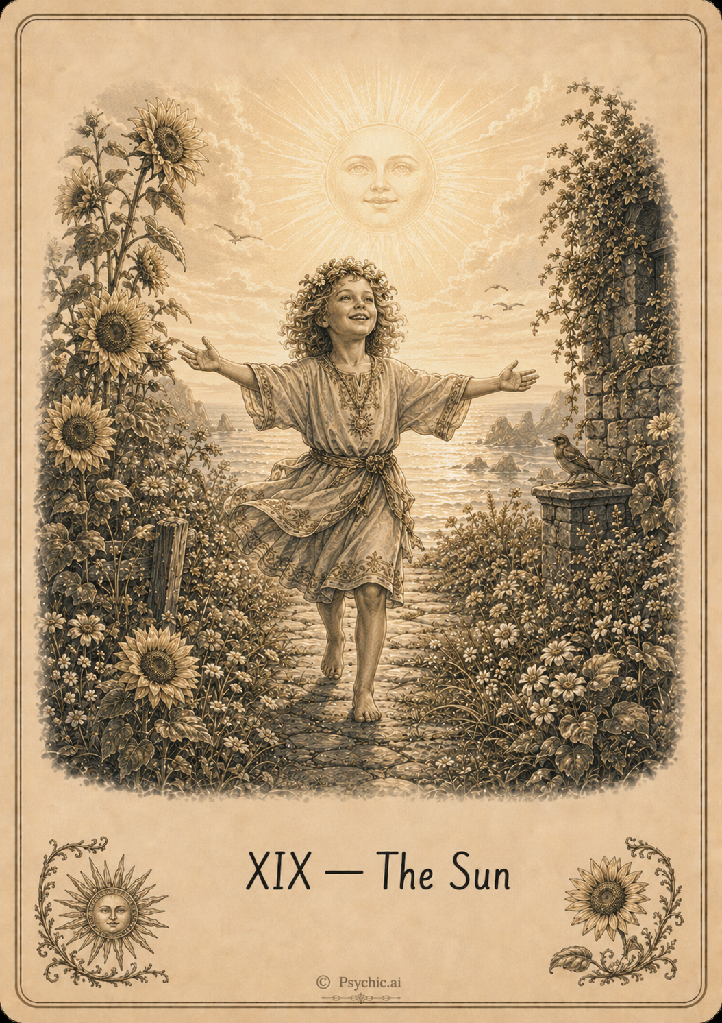The Sun tarot card illustration